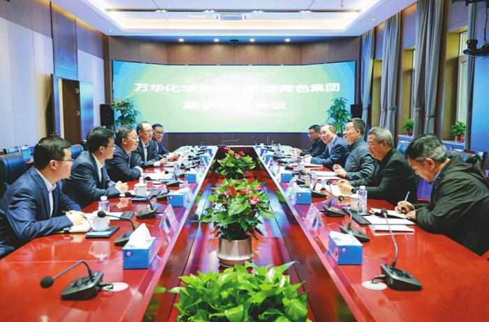 丁士启会见万华化学集团公司党委书记、董事长廖增太一�? text=